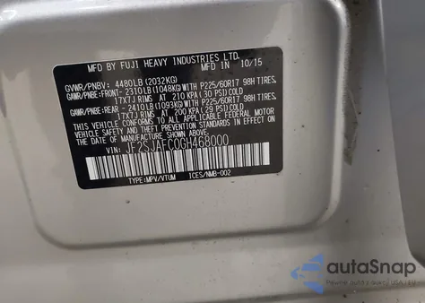 2016 Subaru Forester 2.5I Premium from USA, damaged, VIN JF2SJAFC0GH468000